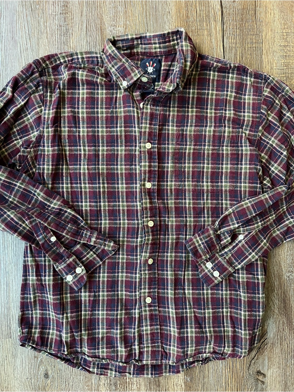 Ivy Crew Plaid Button-Down Shirt in Burgundy and Green - Casual Men's Shirt